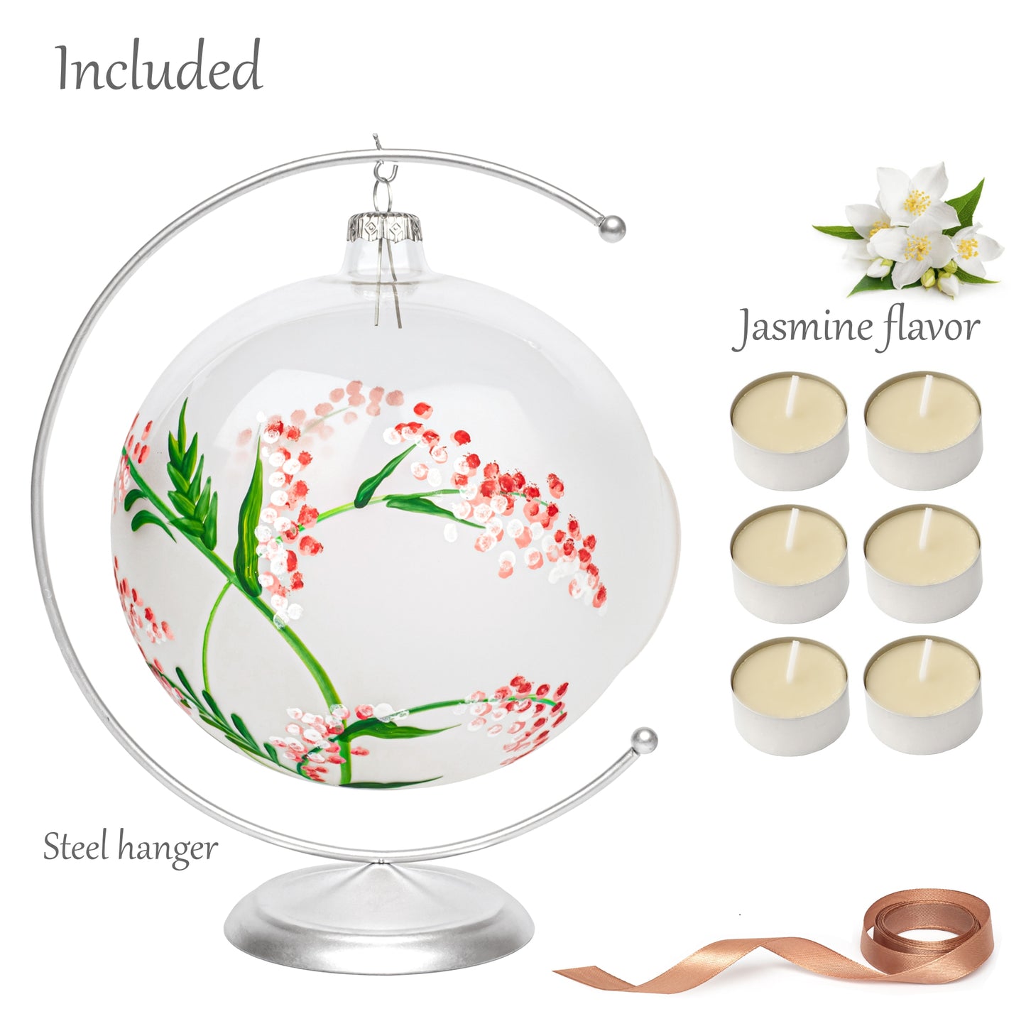 Hangende Glazen Geblazen Lantaarn - Kleine bloemen